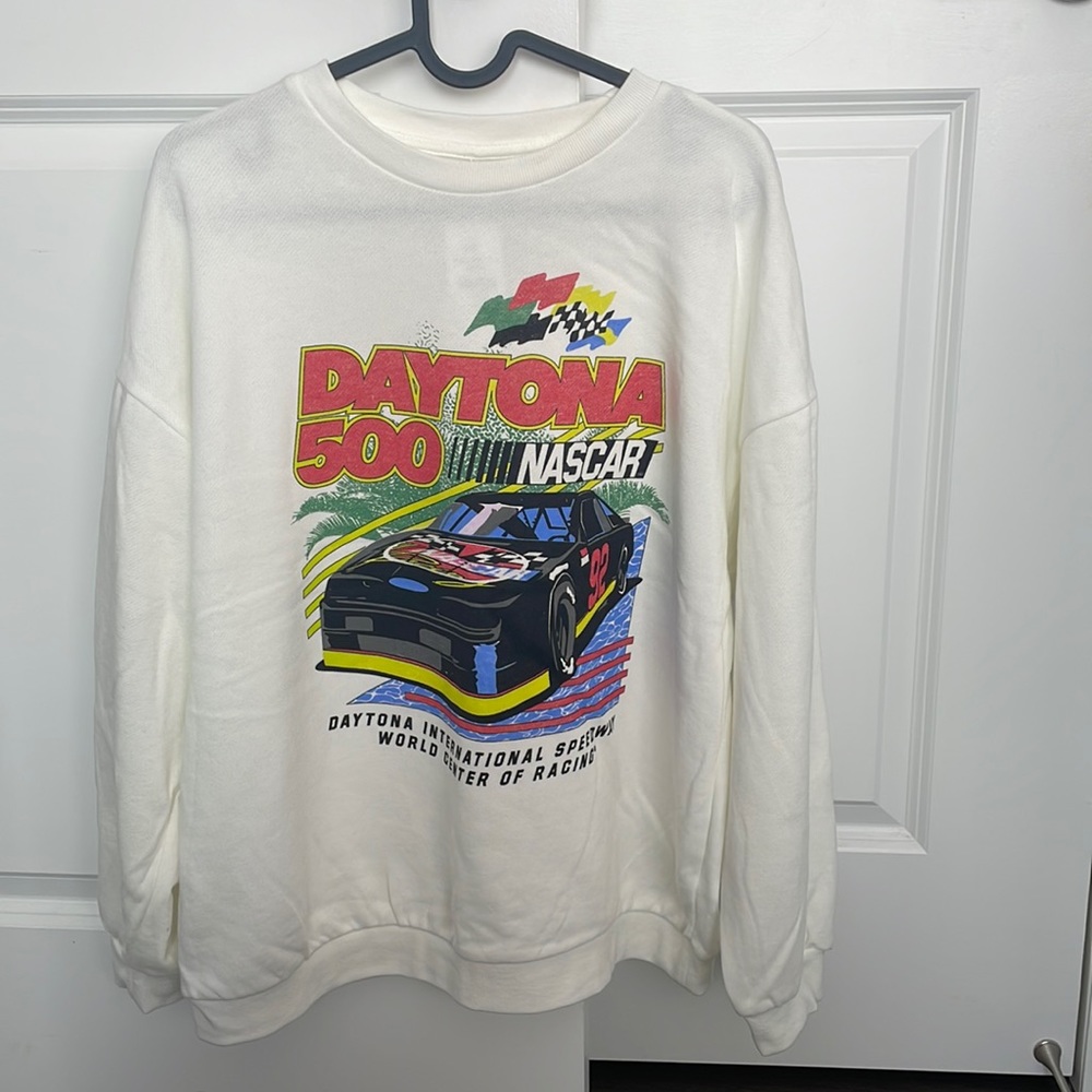 Urban Planet: NASCAR Oversized White/Cream Crewneck